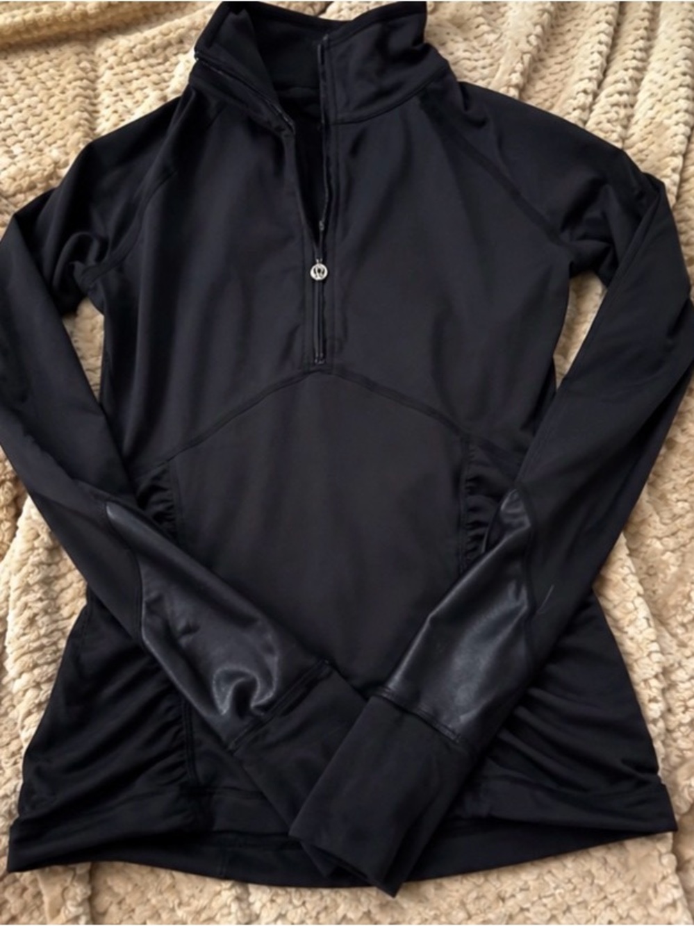 Lululemon Black Half Zip Ruched Athletic Pullover
